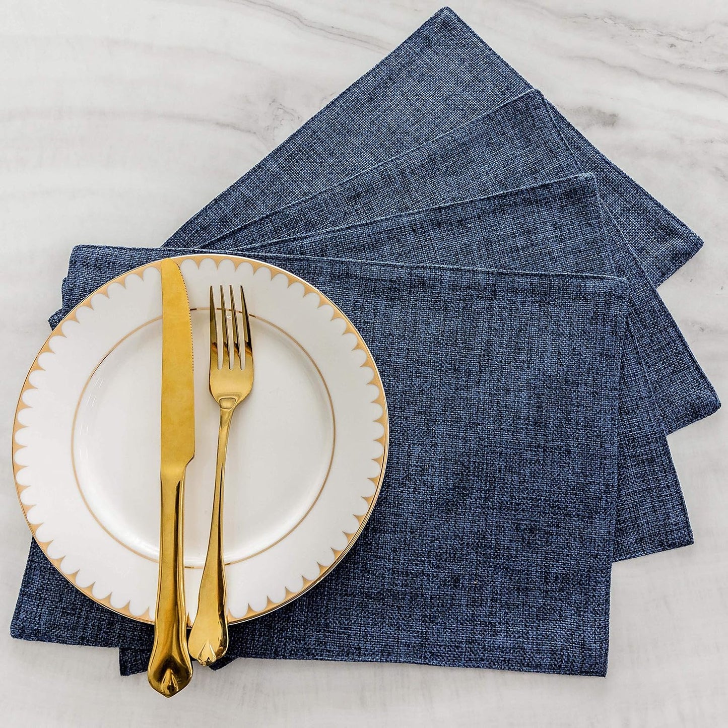 Home Brilliant Set of 4 Placemats Blue Placemats Heat Resistant Dining Table Place Mats Kitchen Table Mats, Navy Blue