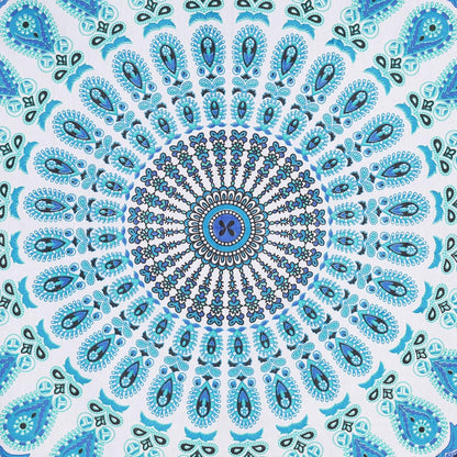 Bless International Handmade Indian hippie Bohemian Psychedelic Peacock Mandala Wall hanging College Dorm Beach Throws Table Cloth Bedding Tapestry (Peacock Sky Blue, Twin(54x72Inches)(140x185cms))