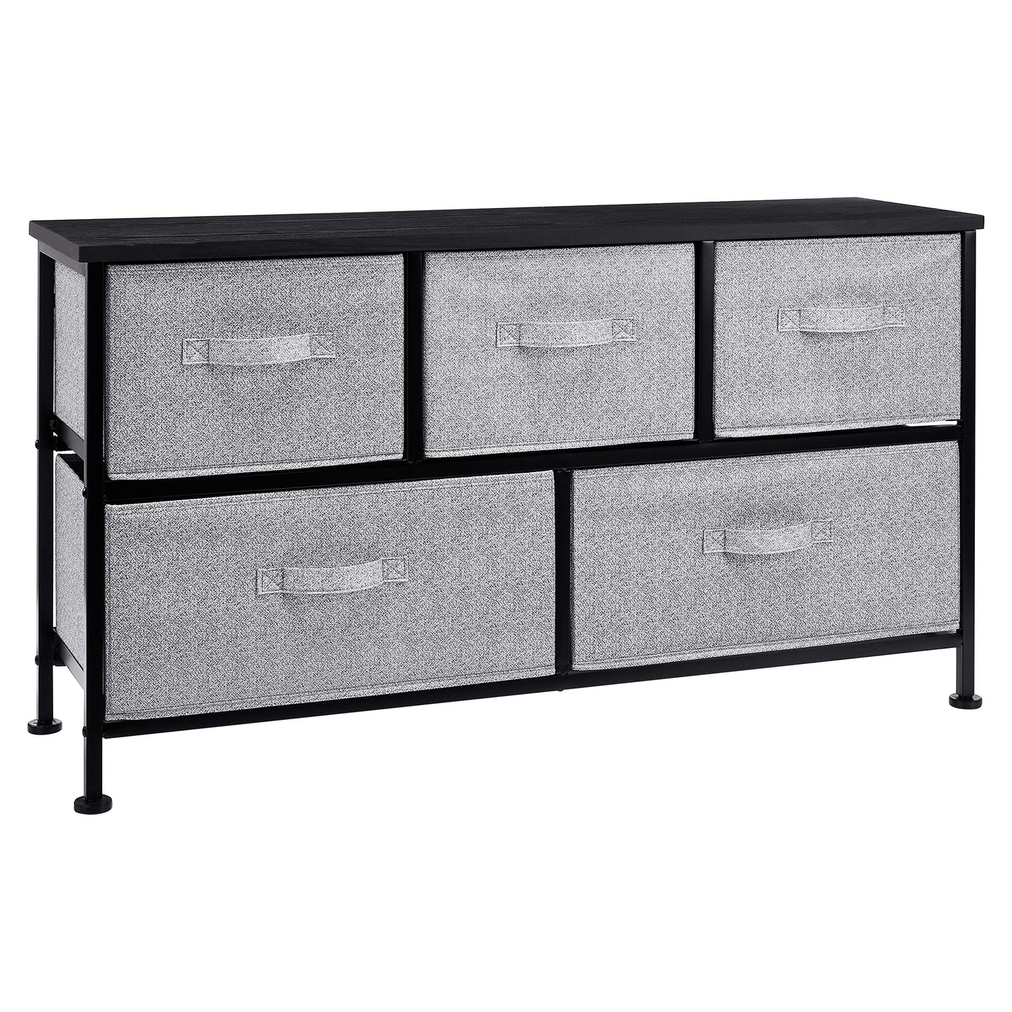 Amazon Basics Extra Wide Fabric 5-Drawer Storage Organizer Unit for Bedroom Closet, Black