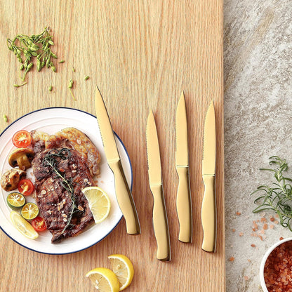 McCook® Knife Sets, Golden Titanium Stainless Steel Kitchen Knife Block Sets with Built-in Sharpener