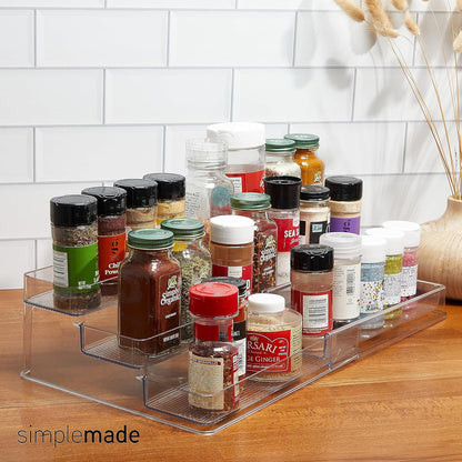 SIMPLEMADE 3-Tier Spice Rack Organizer - Versatile Storage Shelf for Kitchen, Bathroom, Bedroom & Office, Set of 1, Expandable Clear
