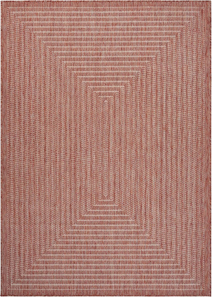 Adiva Rugs Outdoor Indoor Area Rug, Weather Resistant, Easy to Clean, Stain Resistant Floor Mat for Dining Room, Backyard, Deck, Patio (Copper Weiss, 6' x 9')