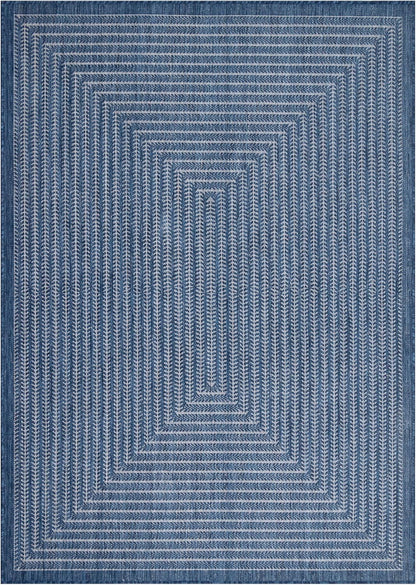 Adiva Rugs Outdoor Indoor Area Rug, Weather Resistant, Easy to Clean, Stain Resistant Floor Mat for Dining Room, Backyard, Deck, Patio (Navy Weiss, 6' x 9')