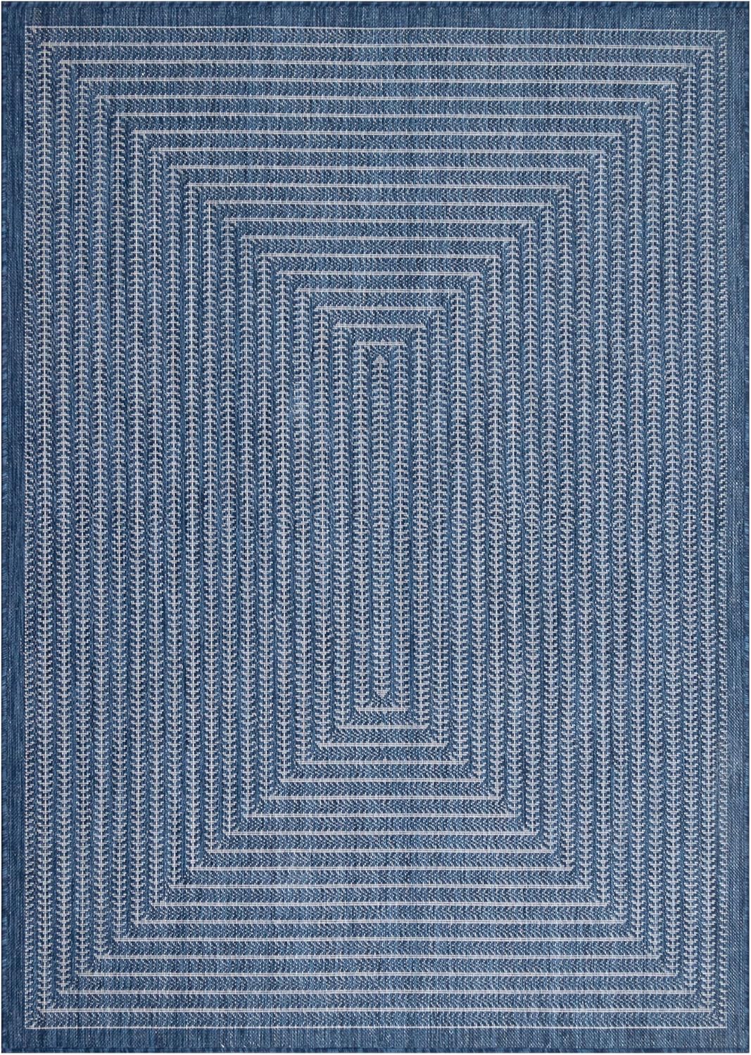 Adiva Rugs Outdoor Indoor Area Rug, Weather Resistant, Easy to Clean, Stain Resistant Floor Mat for Dining Room, Backyard, Deck, Patio (Navy Weiss, 2' x 3')