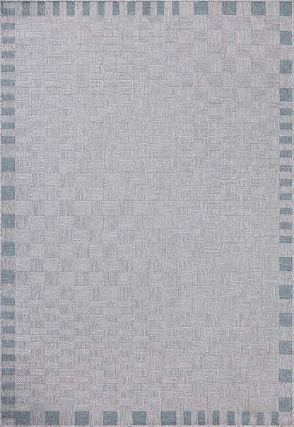 Loloi Amber Lewis Topanga Collection TOP-07 Silver/Blue 5'-3" x 7'-6" Indoor/Outdoor Area Rug