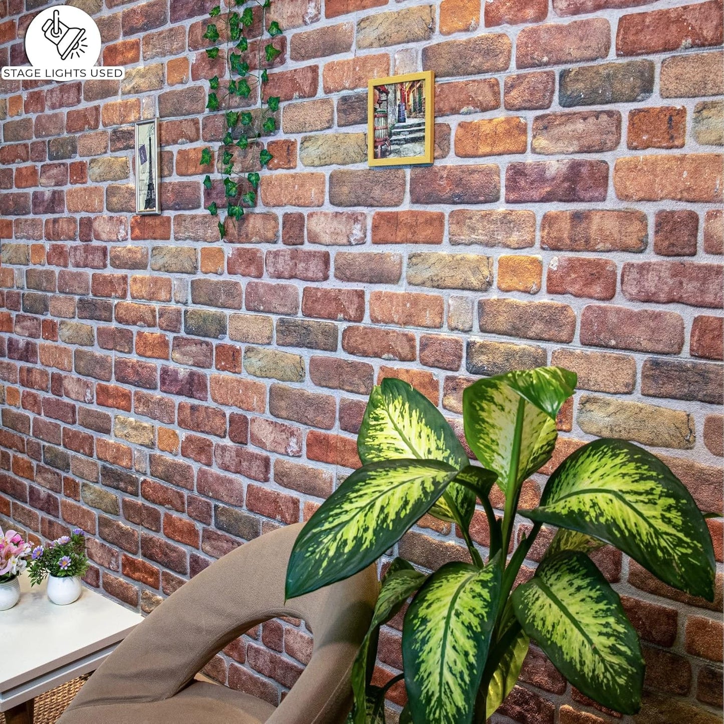 Dundee Deco 3D Wall Panels Faux Brick - Cladding, Brown Beige Stone Look Wall Paneling, Styrofoam Facing for Living Room, Kitchen, Bathroom, Balcony, Bedroom, Set of 10, Covers 53 sq ft