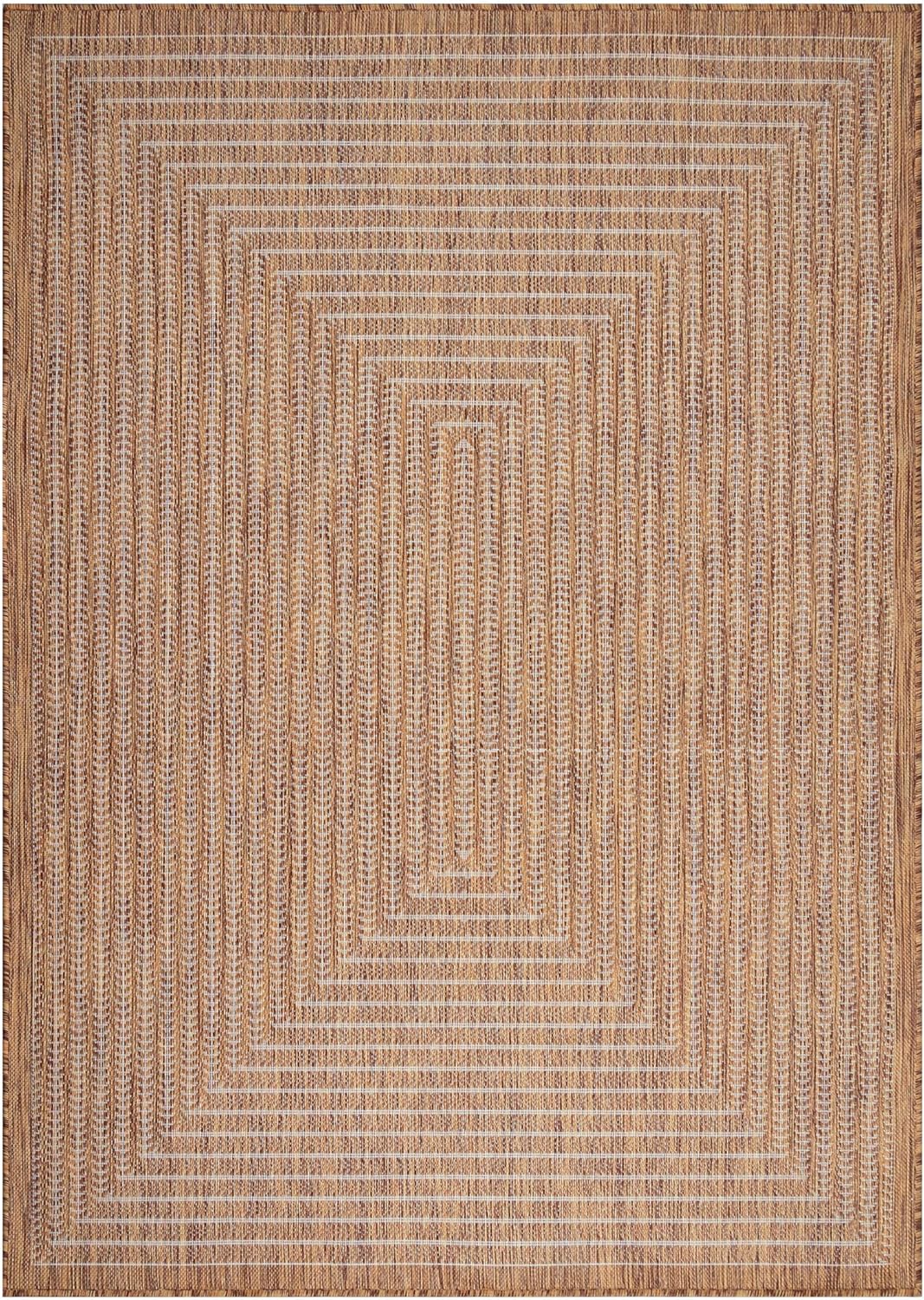 Adiva Rugs Outdoor Indoor Area Rug, Weather Resistant, Easy to Clean, Stain Resistant Floor Mat for Dining Room, Backyard, Deck, Patio (Wooden, 10' x 14')