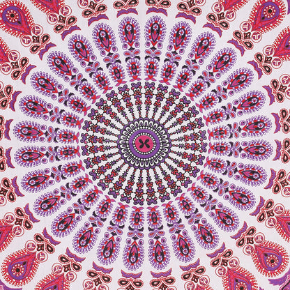 Bless International Handmade Indian hippie Bohemian Psychedelic Peacock Mandala Wall hanging College Dorm Beach Throws Table Cloth Bedding Tapestry (Pink Blue, Twin(54x72Inches)(140x185cms))