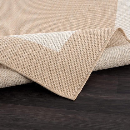 CAMILSON Outdoor Rug 9x12, Large Modern Outside Rugs for Patios Porches Waterproof Durable Washable Non-Shedding, Easy-to-Clean Indoor Outdoor Area Carpet (9 x 12, Bordered - Beige/White)