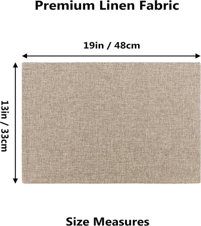 Home Brilliant Linen Placemats Set of 4 Heat Resistant Dining Table Cloth Place Mats Kitchen Table Mats Placemats Table Spring Decor, Natural Linen