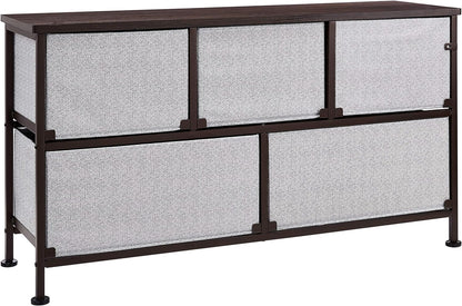 Amazon Basics Extra Wide Fabric 5-Drawer Storage Organizer Unit for Closet, Bronze