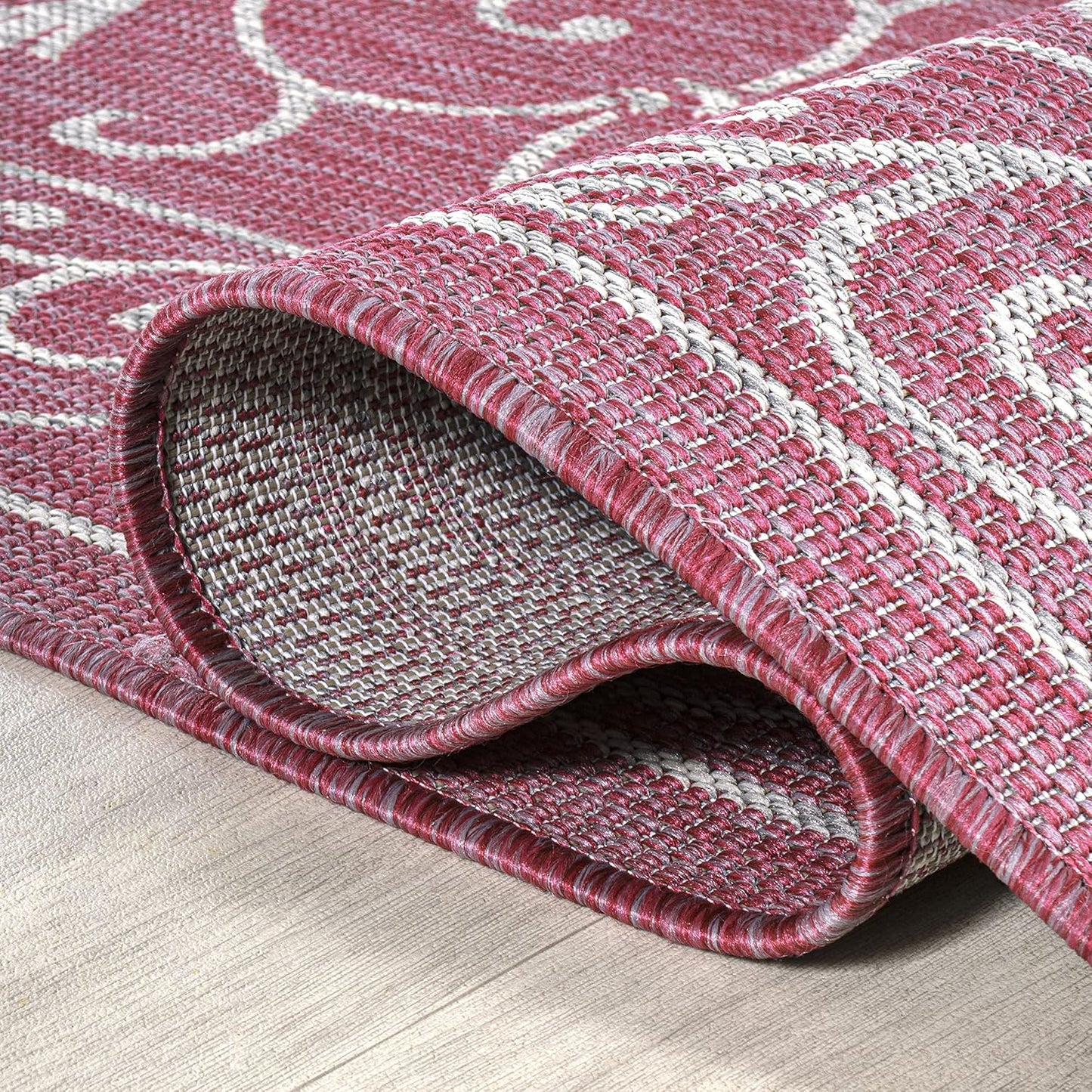JONATHAN Y Vintage Filigree Indoor Outdoor Area Rug 4X6 Fuchsia/Light Gray, Charleston Textured Weave for Backyard, Patio, Porch, Easy-Cleaning, High Traffic, Pet-Friendly, Non-Shedding (SMB106J-4)