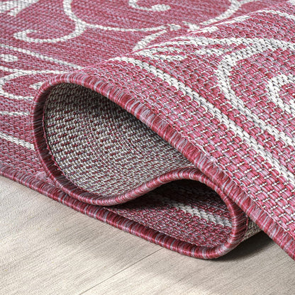 JONATHAN Y Vintage Filigree Indoor Outdoor Area Rug 3X5 Fuchsia/Light Gray, Charleston Textured Weave for Backyard, Patio, Porch, Easy-Cleaning, High Traffic, Pet-Friendly, Non-Shedding (SMB106J-3)