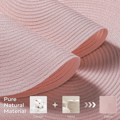 Leetaltree Round Placemats Heat and Slip Resistant Cotton Table Mats, Washable Bohemian Placemats for Dining Tables (Pink, Set of 12)