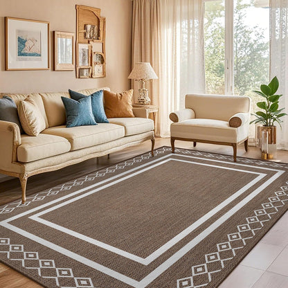 Outdoor Patio Rug, Outside Rectangular Carpet, Moroccan Geometric Rugs, Washable Large Indoor Outdoor Rug 6x9 Mats for RV, Picnic, Backyard, Deck, Balcony, Porch, Beach