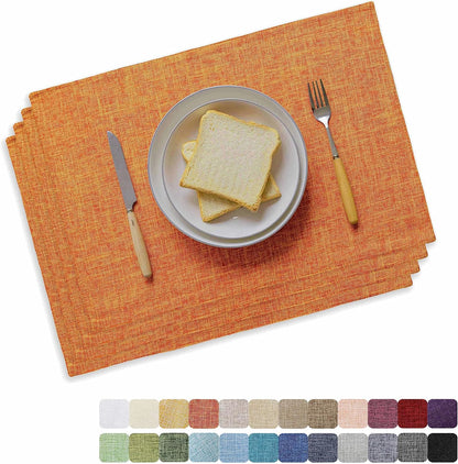 Home Brilliant Cloth Placemats Set of 4 Heat Resistant Fall Dining Table Place Mats for Kitchen Table Dinner Party Halloween Decorations, 13 x 19 inches, Orange