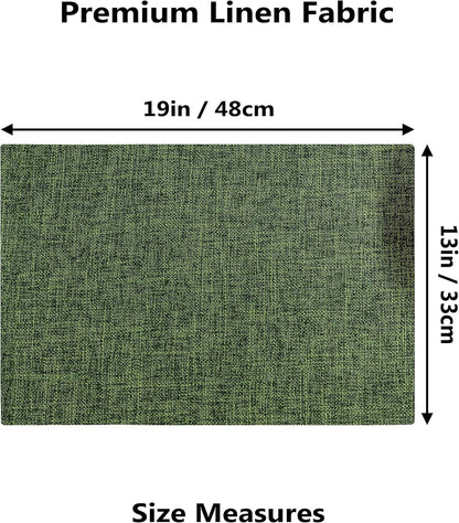 Demetex Cloth Placemats Green Set of 4 Vintage Textured Linen Place Mats Heat Resistant Plate Placemat for Kitchen Dinning Table, Green