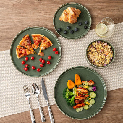 AmorArc Ceramic Dinnerware Sets, Handmade Reactive Glaze Stoneware Plates and Bowls Sets,Highly Chip and Crack Resistant | Dishwasher & Microwave Safe Dishes Set, Service for 4 (12pc)