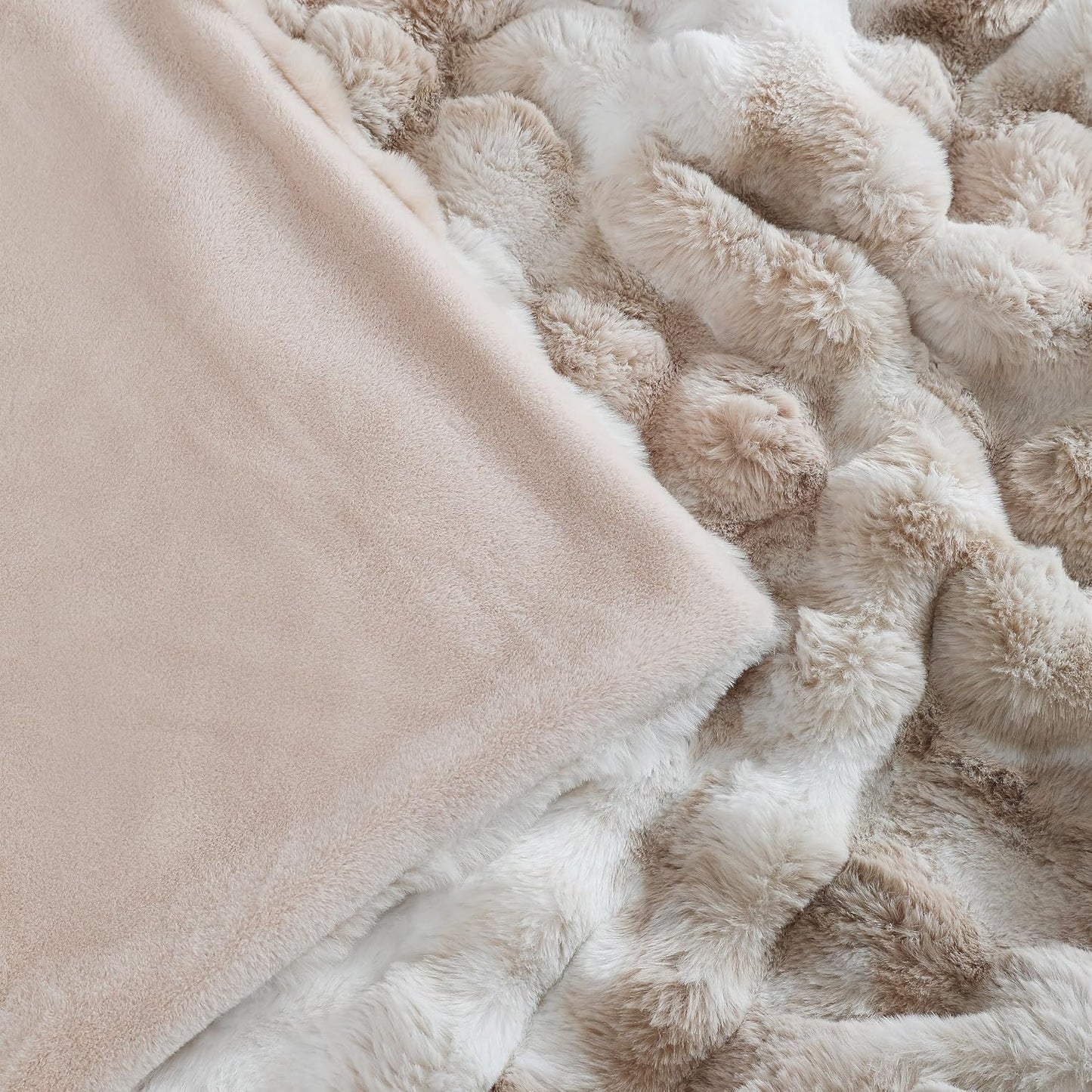 UKELER Camel Large Fluffy Bed Blankets Throws Twin Size, Cozy Shaggy Faux Fur Blanket Soft Plush Thick Throw Blanket for Bed, Couch, Sofa, Office, Camping 60''x80''