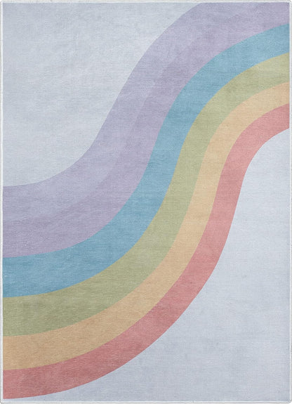 Well Woven Kids Rugs Rainbow 7'7" x 9'10" Multi Color Modern Flat-Weave Playroom Area Rug