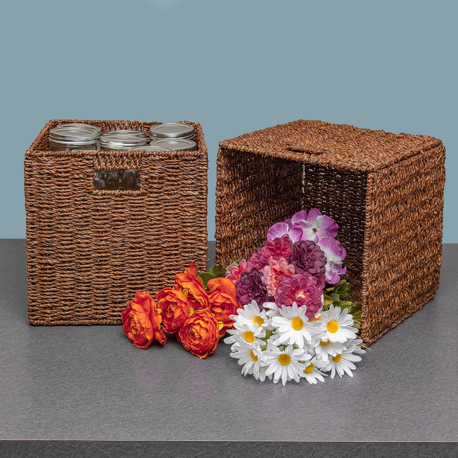 Trademark Innovations Foldable Storage Basket with Iron Wire Frame (Set of 2)