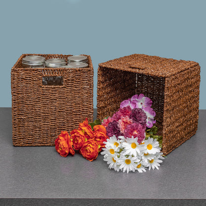Trademark Innovations Foldable Storage Basket with Iron Wire Frame (Set of 2)