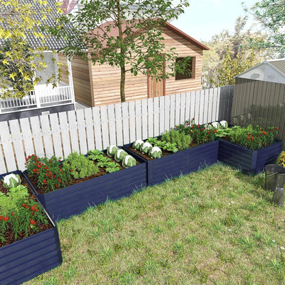 8x4x2 ft Outdoor Raised Garden Bed, Large Metal Planter Raised Beds, Planters for Outdoor Plants for Vegetables, Flowers, Herbs, Fruits, and Succulents.(2 Pcs,Blue)