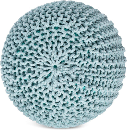 BIRDROCK HOME Round Pouf Ottoman | Cotton Braided Round Foot Stool | Bedroom and Living Room Poof | Sage Green Boho Ottoman | Pouf Foot Rest