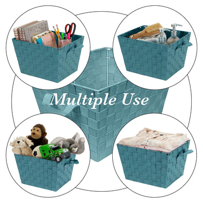 Simplify Medium Woven Strap Tote | Decorative Storage Basket | 2 Handles | Organization | Closet |