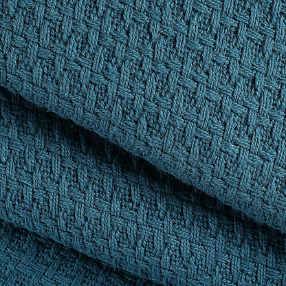 Elvana Home 100% Cotton Bed Blanket, Breathable Bed Blanket King Size, Cotton Thermal Blankets King, Perfect for Layering Any Bed for All Season, Teal Green