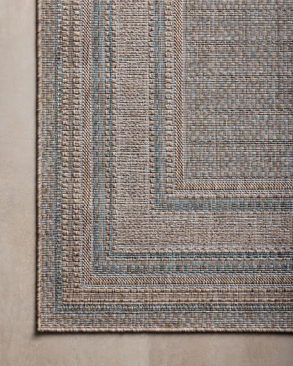 Loloi Amber Lewis Topanga Collection TOP-05 Natural/Teal 6'-7" x 9'-4" Indoor/Outdoor Area Rug