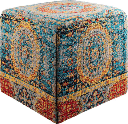 Mark&Day Pouf Ottoman, Kaltenleutgeben Traditional Saffron Cube Pouf Foot Rest for Living Room, Bedroom and Boho Home Decor (18"x18"x18")