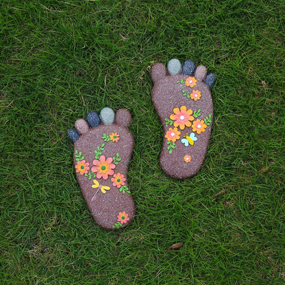 Stepping Stones Outdoor - Garden Decorative Stones for Patio, Deck, Garden or Sidewalk Home Decor Footprint Shaped Stepping Stones Set of 2 （Dark Brown）