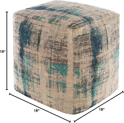 Mark&Day Pouf Ottoman, Puchenstuben Modern Aqua Cube Pouf Foot Rest for Living Room, Bedroom and Boho Home Decor (18"x18"x18")