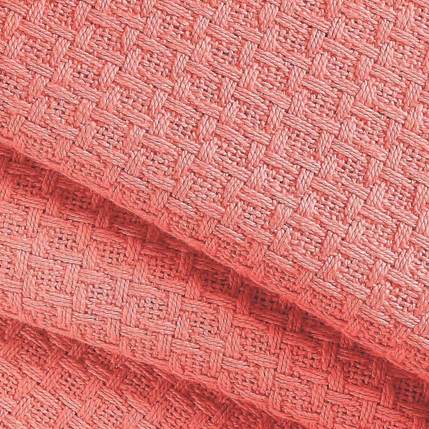 BELIZZI HOME 100% Cotton Bed Blanket, Breathable Bed Blanket Twin Size, Cotton Thermal Blankets Twin, Perfect for Layering Any Bed for All Season, Coral