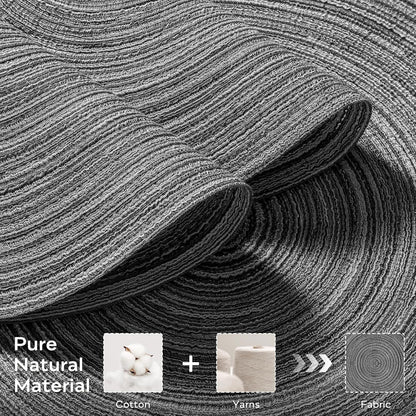 Leetaltree Round Placemats Heat and Slip Resistant Cotton Table Mats, Washable Bohemian Placemats for Dining Tables (Charcoal, Set of 4)