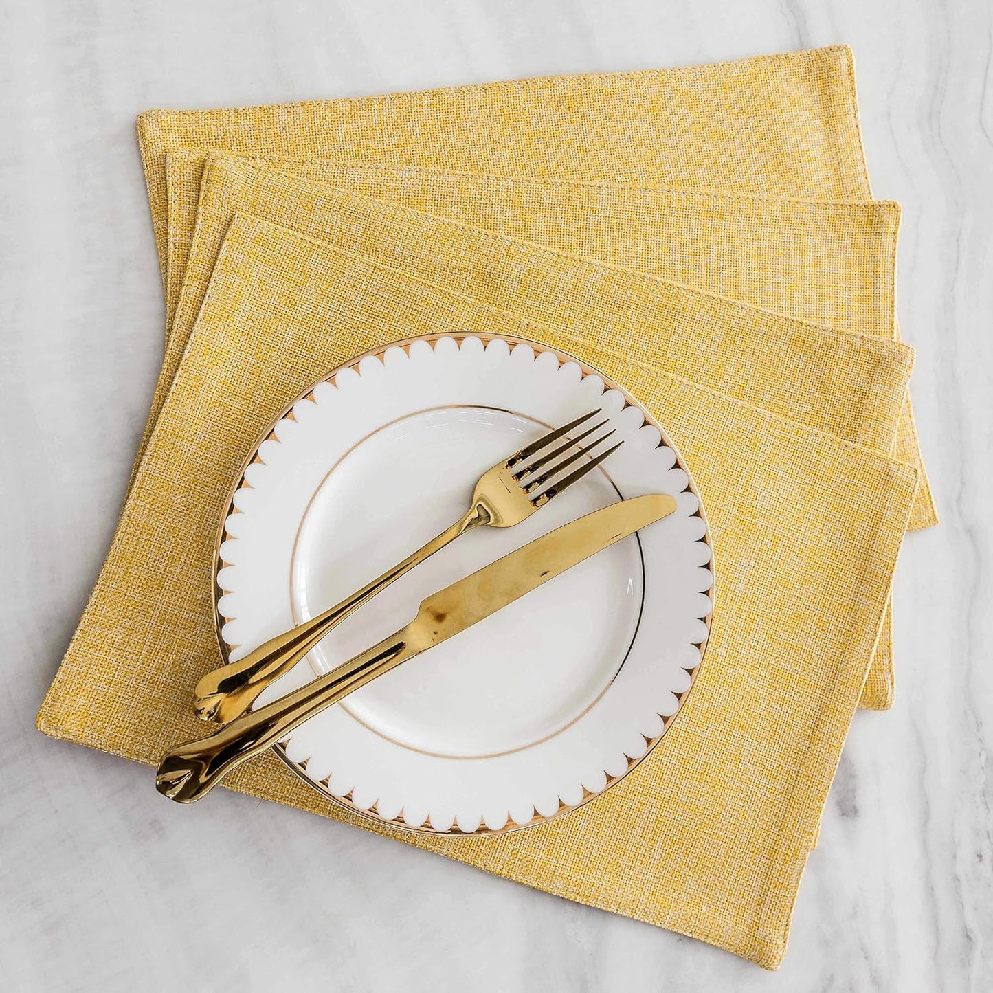 Home Brilliant Dining Placemats Set of 6 Heat Resistant Dining Table Place Mats for Kitchen Table for Placemats Decoration for Dinner Summer Fall Decor, 13 x 19 inches, Yellow
