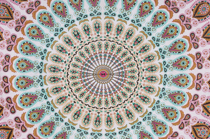 Bless International Handmade Indian hippie Bohemian Psychedelic Peacock Mandala Wall hanging College Dorm Beach Throws Table Cloth Bedding Tapestry (Floral Gold, Twin(54x72Inches)(140x185cms))