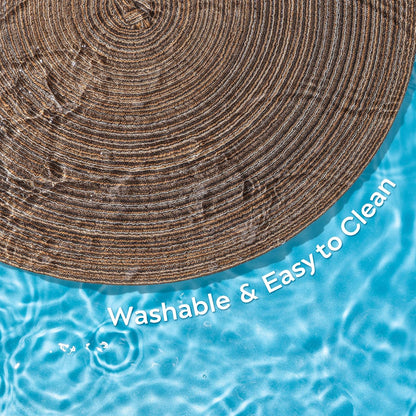 Leetaltree Round Placemats Heat and Slip Resistant Cotton Table Mats, Washable Bohemian Placemats for Dining Tables (Brown, Set of 8)