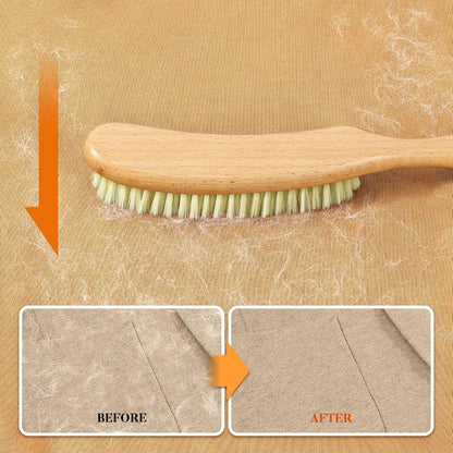 BFWood Clothes Brush - Bristle Lint Brush for Suits, Cashmere, Wool, Velvet, Suede and Pet Hair - Large Beech Wood Handle