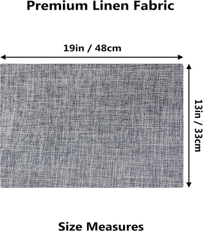 Demetex Grey Placemats Set of 4 Farmhouse Heat Resistant Linen Table Place Mats Washable Cloth Plate Mats for Party Picnic Buffet, Ash Grey