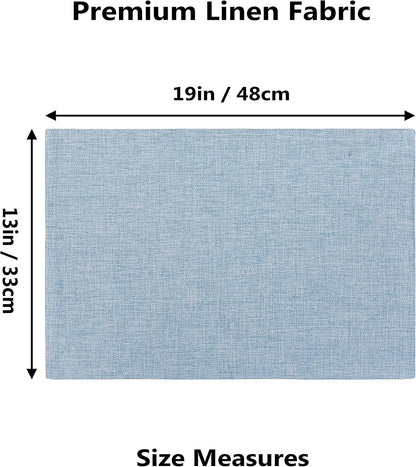 Home Brilliant Blue Placemats Set of 4 Heat Resistant Farmhouse Boho Placemats Burlap Cloth Place Mat Dining Table Place Mats Kitchen Table Mats, Blue