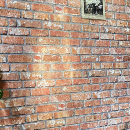 Dundee Deco 3D Wall Panels Faux Brick - Cladding, Red Orange Stone Look Wall Paneling, Styrofoam Facing for Living Room, Kitchen, Bathroom, Balcony, Bedroom, Sample, Size 10 x 10 in.