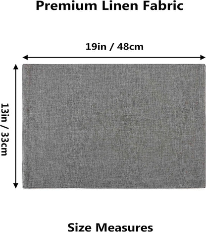 Home Brilliant Table Place Mats Fabric Cloth Placemats Set of 4 Heat Resistant Dining Linen Place Mats Kitchen, Dark Grey