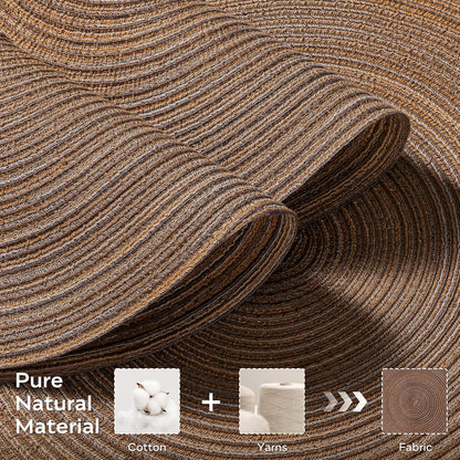Leetaltree Round Placemats Heat and Slip Resistant Cotton Table Mats, Washable Bohemian Placemats for Dining Tables (Brown, Set of 12)