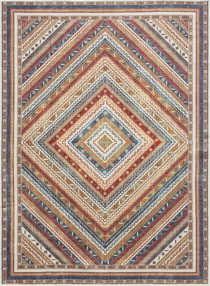 Keen Home Design 5x7 Rug - Machine Washable Area Rug with Non-Slip Backing, Ideal for Living Room, Dining Room, Bedroom - Vintage, Easy Clean, Durable, Low Pile Rug - (5' x 7')