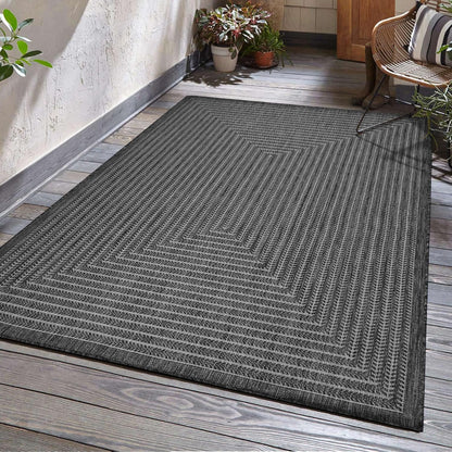 Adiva Rugs Outdoor Indoor Area Rug, Weather Resistant, Easy to Clean, Stain Resistant Floor Mat for Dining Room, Backyard, Deck, Patio (Pebble Weiss, 6' x 9')