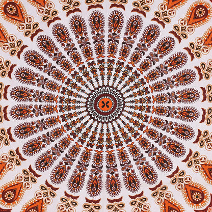 Bless International Handmade Indian hippie Bohemian Psychedelic Peacock Mandala Wall hanging College Dorm Beach Throws Table Cloth Bedding Tapestry (Orange Brown, Poster(30x40Inches)(76x101cms))