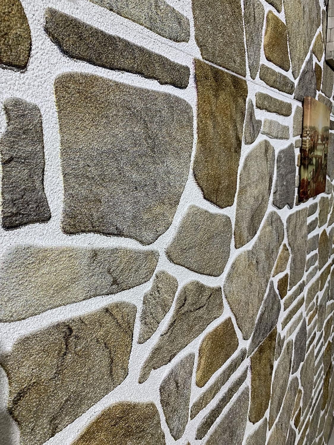 Dundee Deco 3D Wall Panels - Cladding, Grey Caramel White Stone Look Wall Paneling, Styrofoam Facing for Interior and Exterior Applications, DIY, Set of 10, Covers 54 sq ft