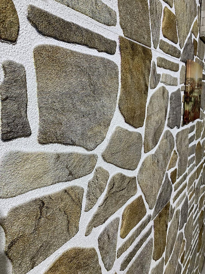 Dundee Deco 3D Wall Panels - Cladding, Grey Caramel White Stone Look Wall Paneling, Styrofoam Facing for Interior and Exterior Applications, DIY, Set of 5, Covers 27 sq ft